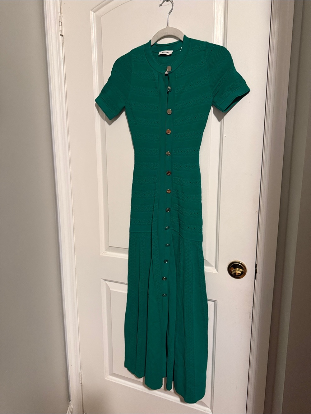 Sandro Green Button-Front Knit Midi Dress - Picture 4 of 5